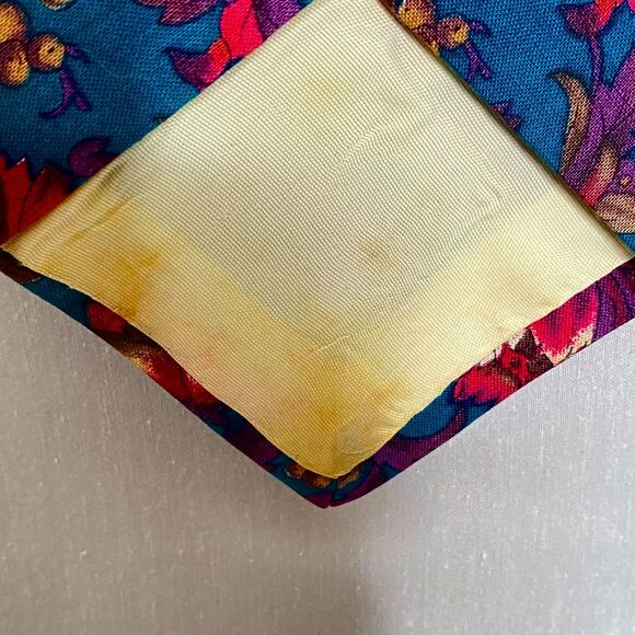 Rohde Royce Necktie Green  Burgundy Floral Pattern 100% Cotton - Picture 8 of 8